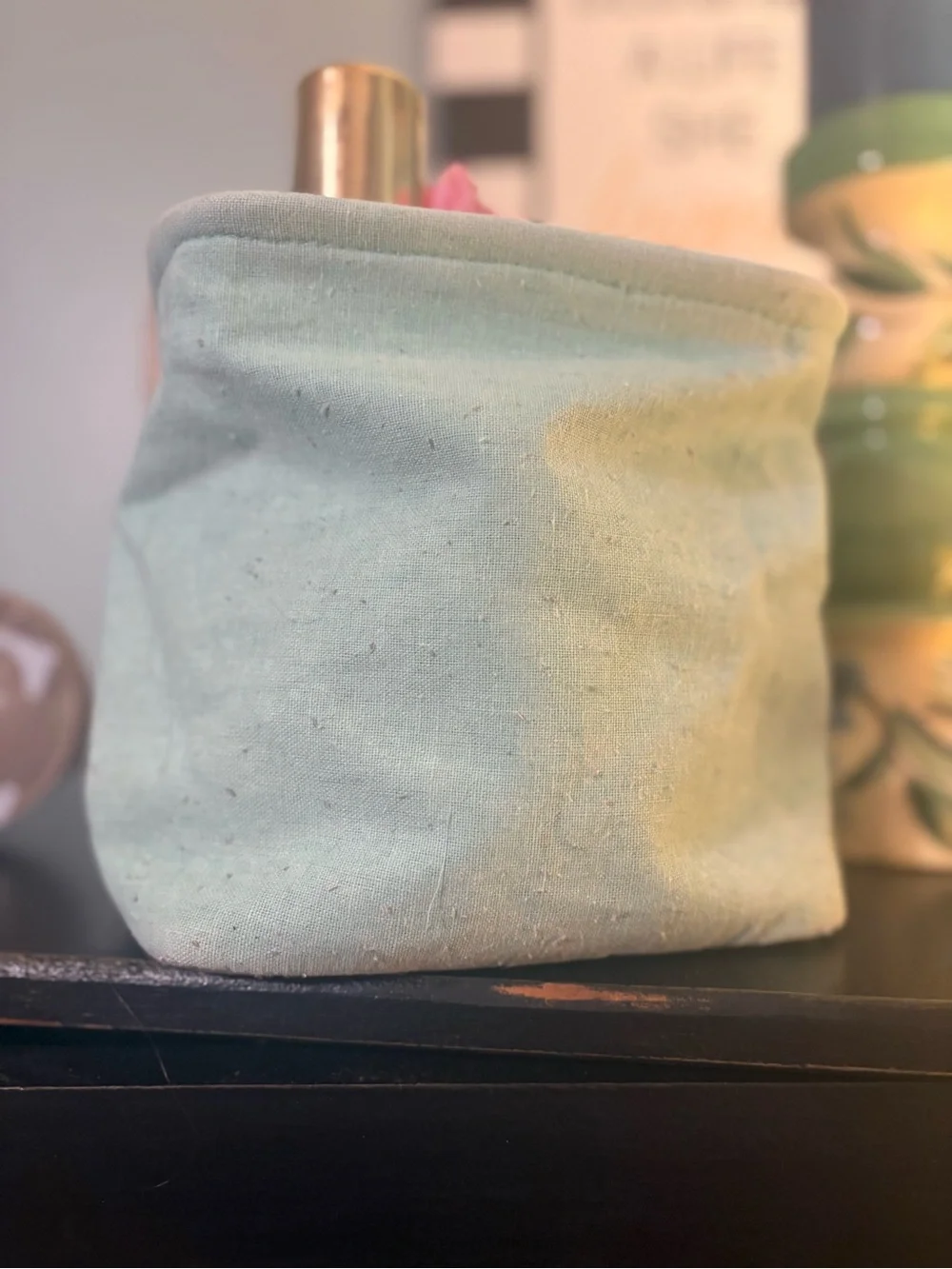 Calm Canvas Storage Bin in Light Mint